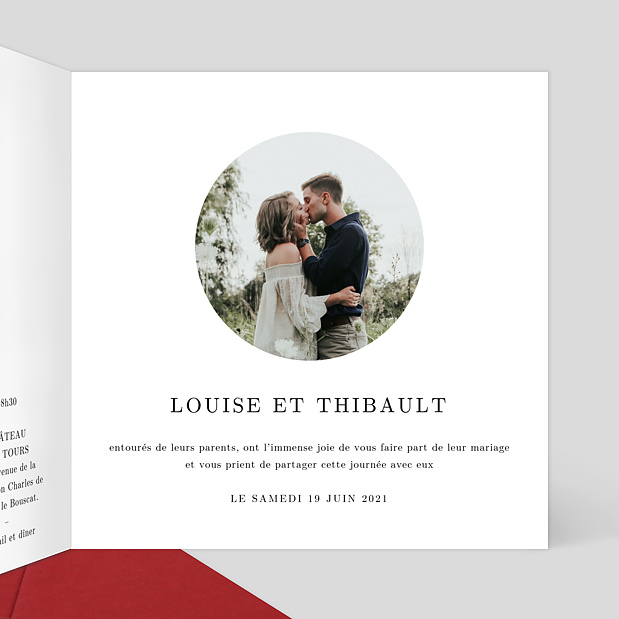 Faire-Part Mariage Découpe Couronnée Intérieur Droit