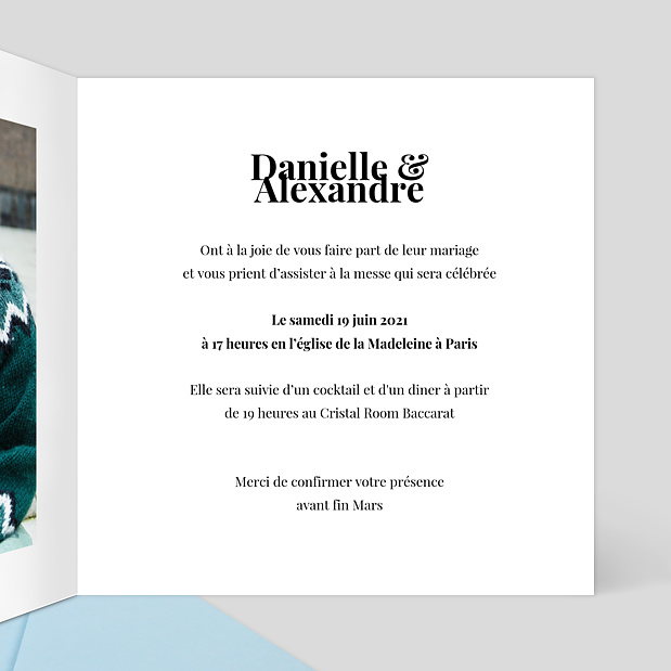 Faire-part Mariage Dorure Pois Graphiques Intérieur Droit