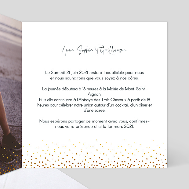 Faire-part Mariage Élégance Intérieur Droit