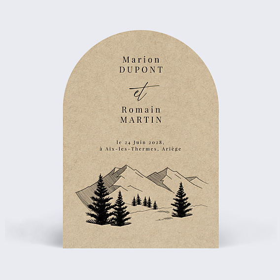 Faire-part Mariage Idylle à la Montagne