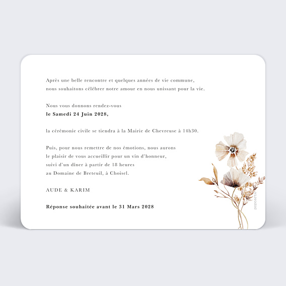 Faire-part Mariage Jardin Sauvage II