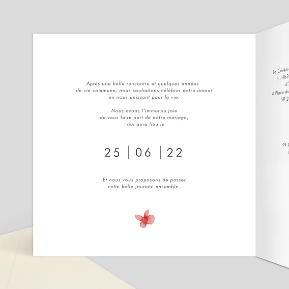 Faire part mariage Romance Intérieur Gauche