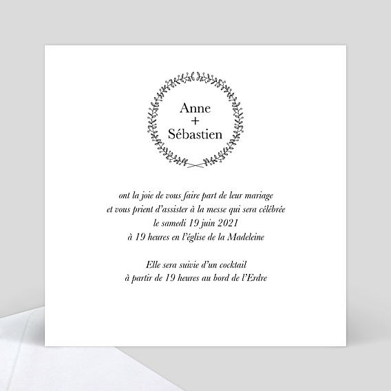 Faire part mariage Couronne Fleurie Verso