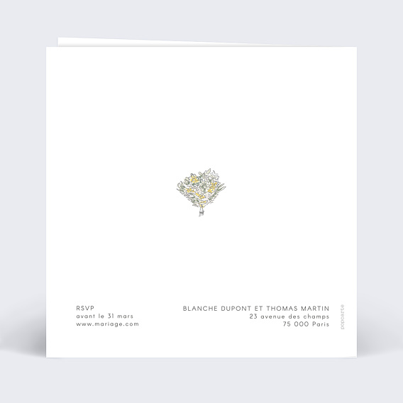 Faire part mariage Timidité Verso