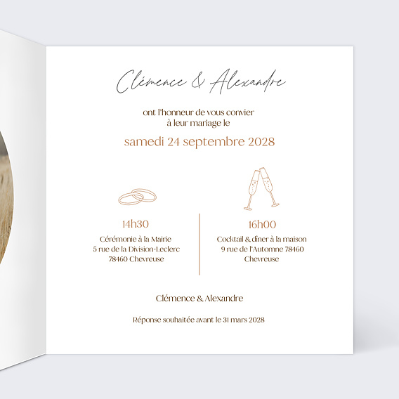 Faire part mariage Flower of Fall Intérieur Droit