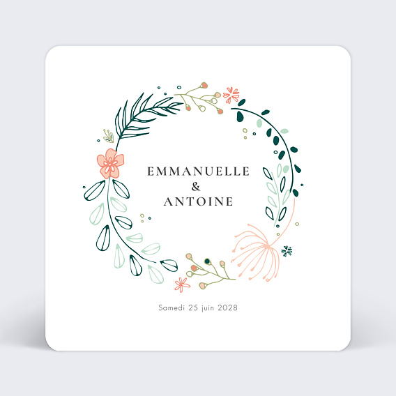 Faire part mariage Couronne de Fleurs