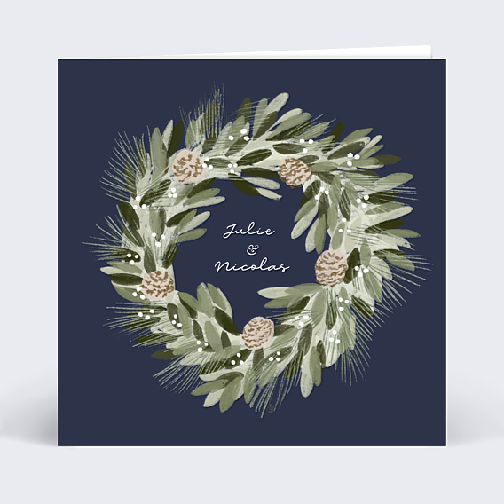 Faire part mariage Couronne Pomme de Pin