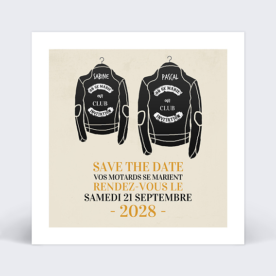 Faire part mariage Born to Ride Together