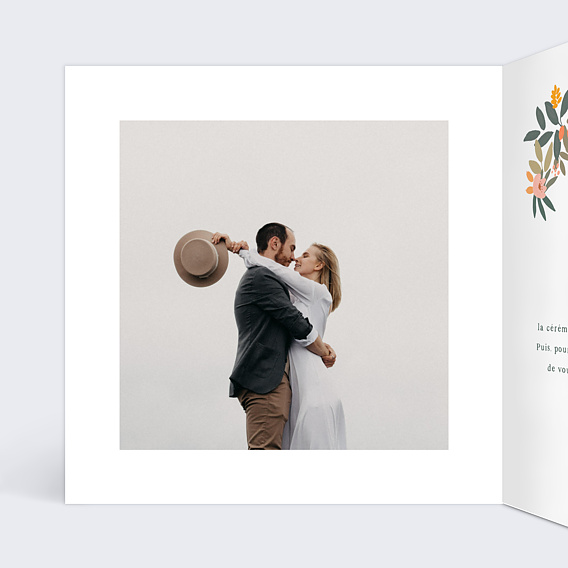 Faire part mariage Couronne Oasis Intérieur Gauche