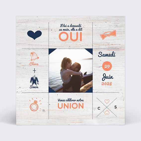 Faire part mariage Bois Flotté