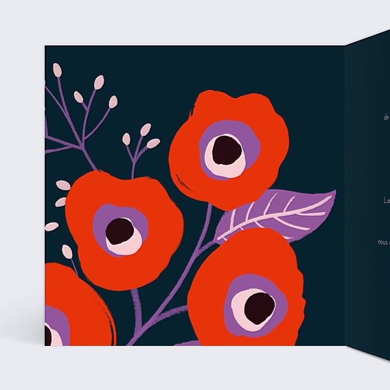 Faire-part Mariage Fleurs Rouges