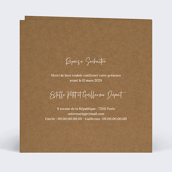 Faire-part Mariage Bohème kraft