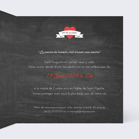 Faire part mariage Polaroid Intérieur Droit