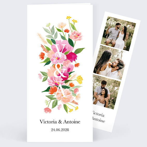 Faire part mariage Bouquet Champêtre Aquarelle