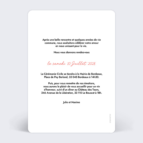 Faire-part Mariage Bref
