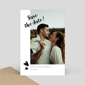 Faire-Part de Mariage Virtuel Cadre Blanc Avec Coeur