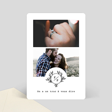 Faire-Part de Mariage Virtuel Tampon Rustique 2 photos