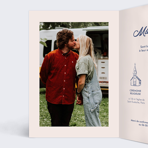 Faire part mariage Vive les mariés Intérieur Gauche