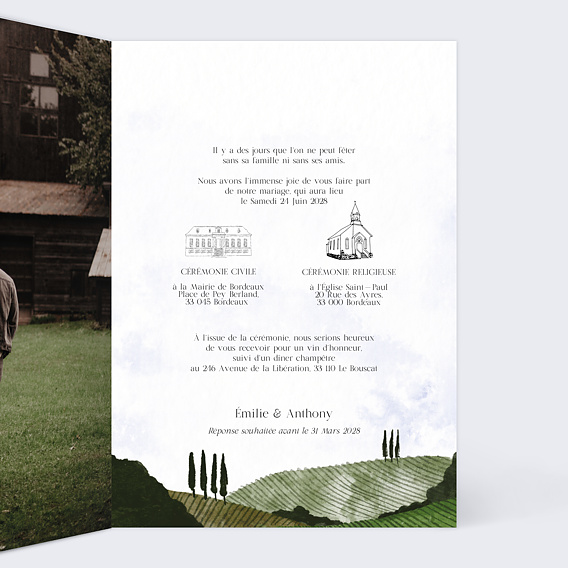 Faire-part Mariage Vignes