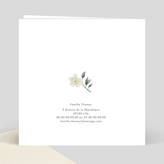 Faire part mariage Romance Verso