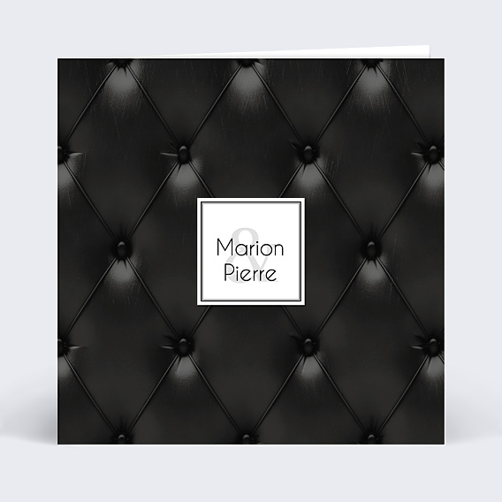 Faire part mariage Cuir Matelassé Noir