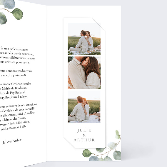 Faire-part Mariage Cadre Ocre Eucalyptus
