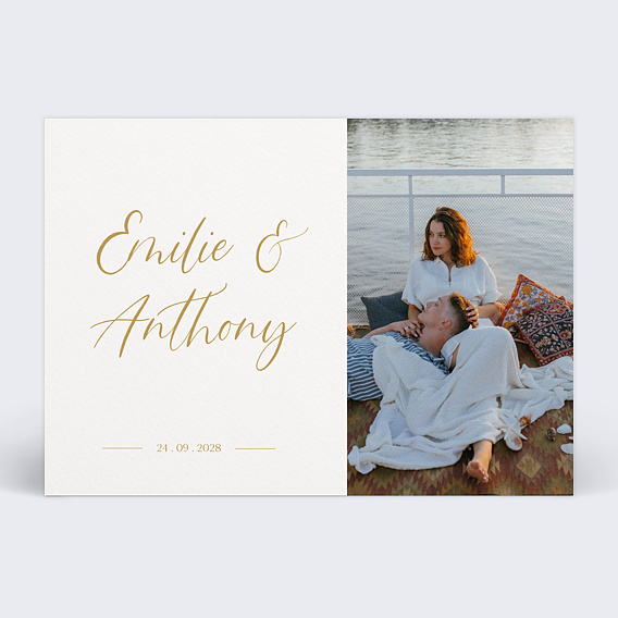 Faire part mariage Lettering Recto