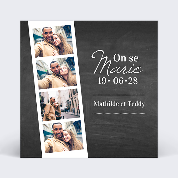 Faire part mariage Photomaton Ardoise