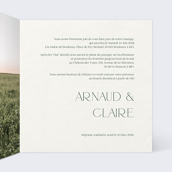 Faire-part Mariage Feuilles de Jade