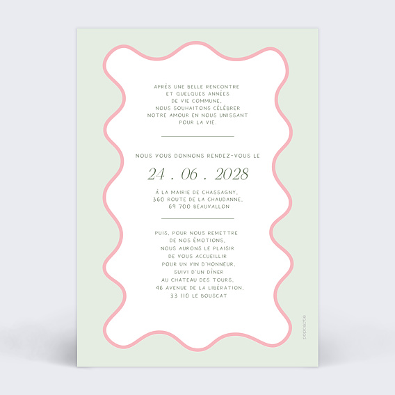 Faire part mariage Ondulation Verso