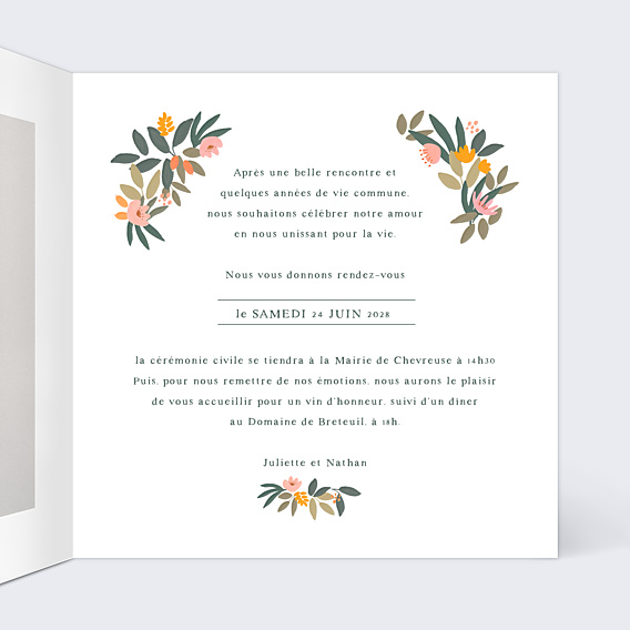 Faire-part Mariage Couronne Oasis