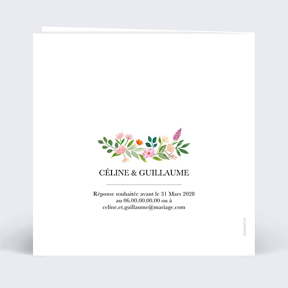Faire-part Mariage Couronne Champêtre Aquarelle