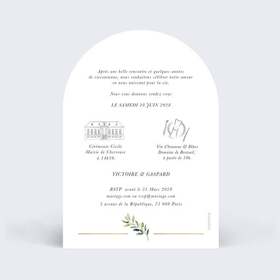 Faire-part Mariage Végétal chic