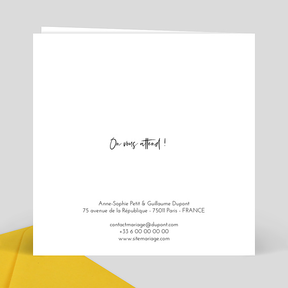 Faire part mariage Avant-après Polaroïd Verso