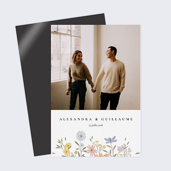 Faire-part Mariage Idylle Bucolique avec Photo