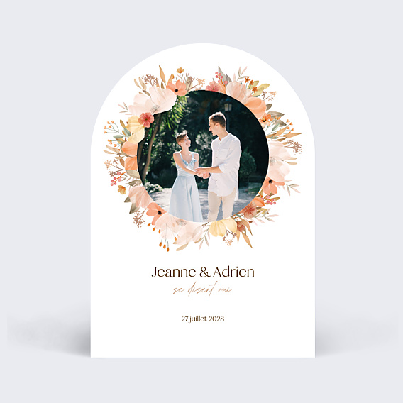 Faire-part Mariage Flower of Fall avec Photo