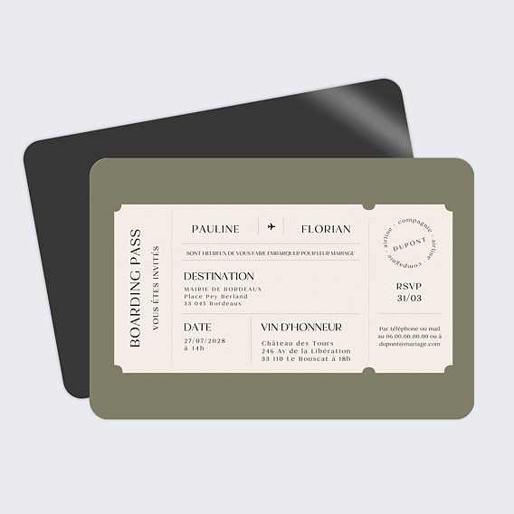 Faire part mariage Billet d'Avion