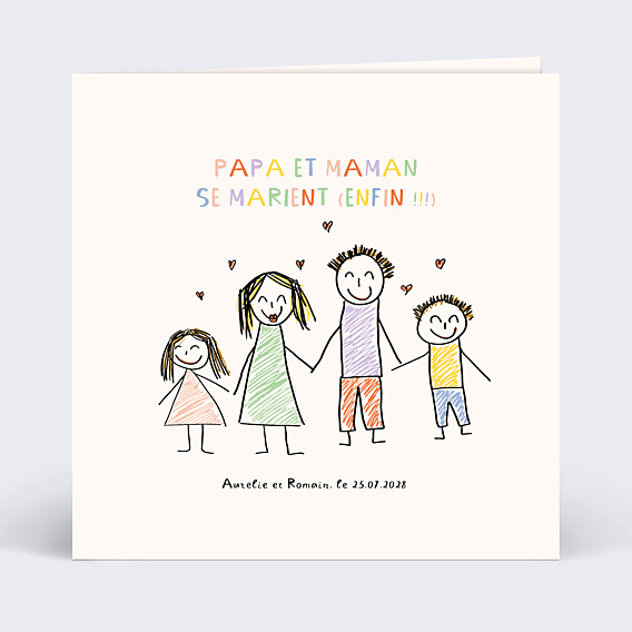 Faire part mariage Dessin Papa et Maman