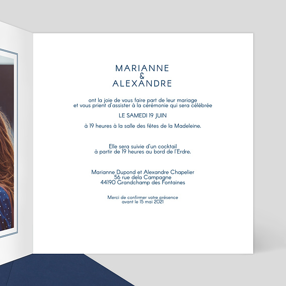 Faire part mariage Blue Waves Intérieur Droit