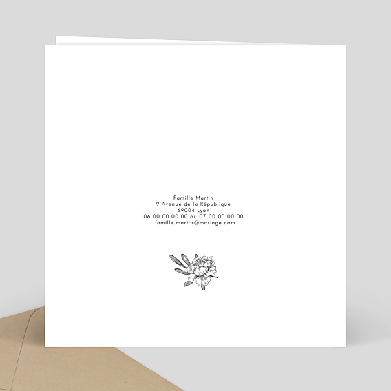 Faire part mariage Galanterie Verso