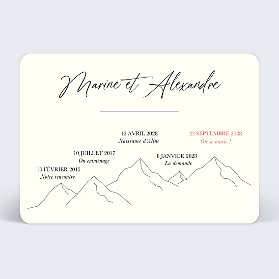 Faire-part Mariage Timeline Montagne