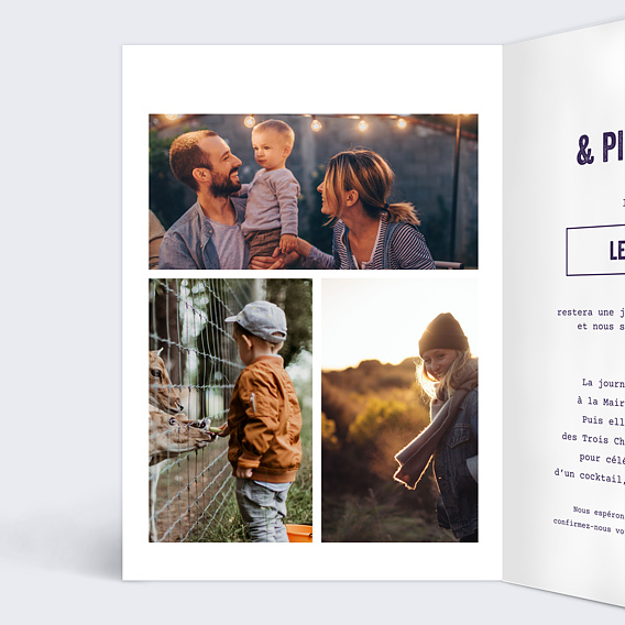 Faire part mariage Papa et Maman Intérieur Gauche