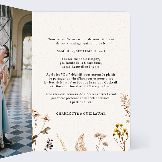 Faire-part Mariage Bouquet Sauvage