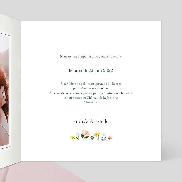 Faire-part Mariage Carré Intérieur Droit