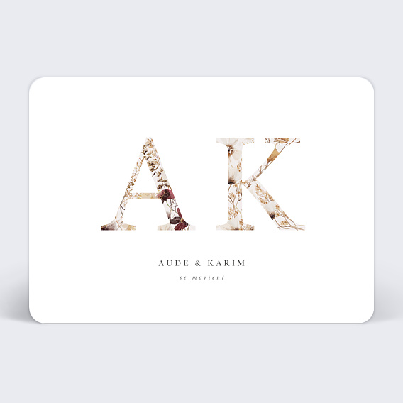 Faire part mariage Jardin Sauvage II Recto