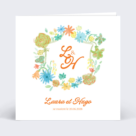 Faire-part Mariage Ecusson fleuri
