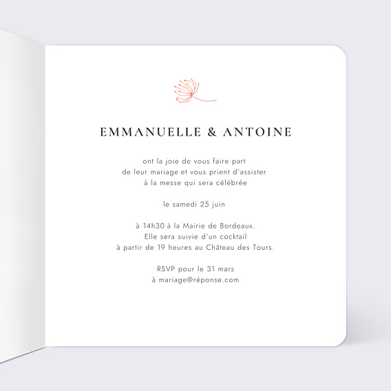 Faire-part Mariage Couronne de Fleurs