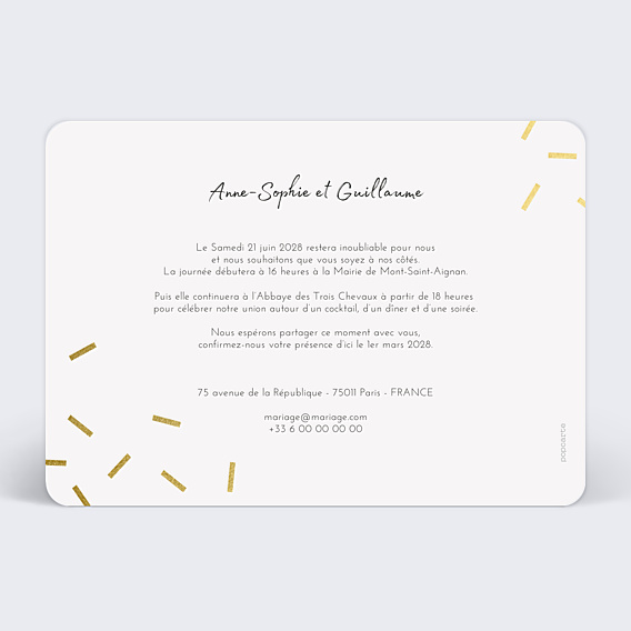 Faire-part Mariage Confettis Chic