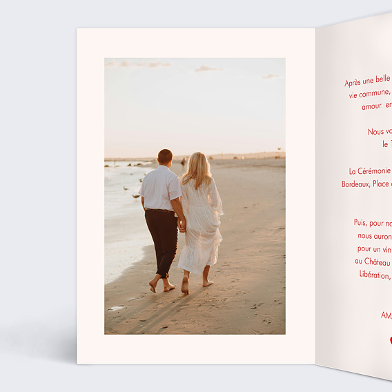 Faire part mariage Motif Coeurs Intérieur Gauche