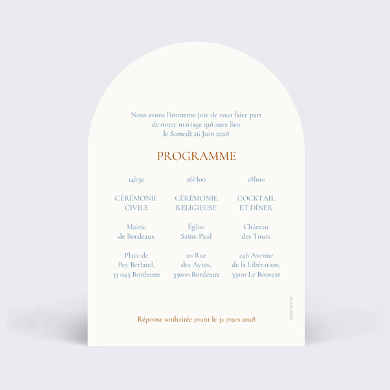 Faire-part Mariage Toile de jouy